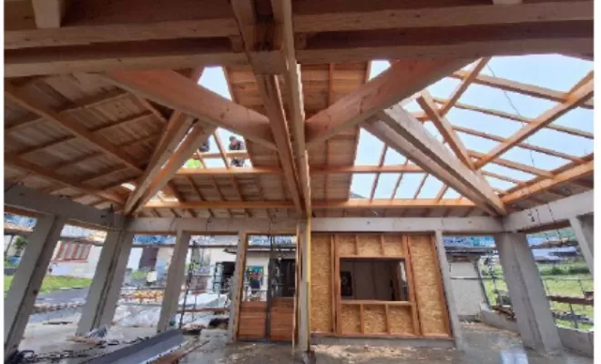 Réalisation de la charpente d'une halle couverte à Vitrac, Aurillac, DPM LHERITIER ET FILS
